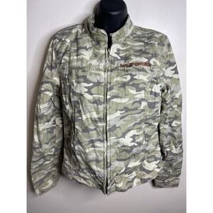 HARLEY DAVIDSON CAMOUFLAGE JACKET Women's Size Medium Motorcycle Jacket *flaw